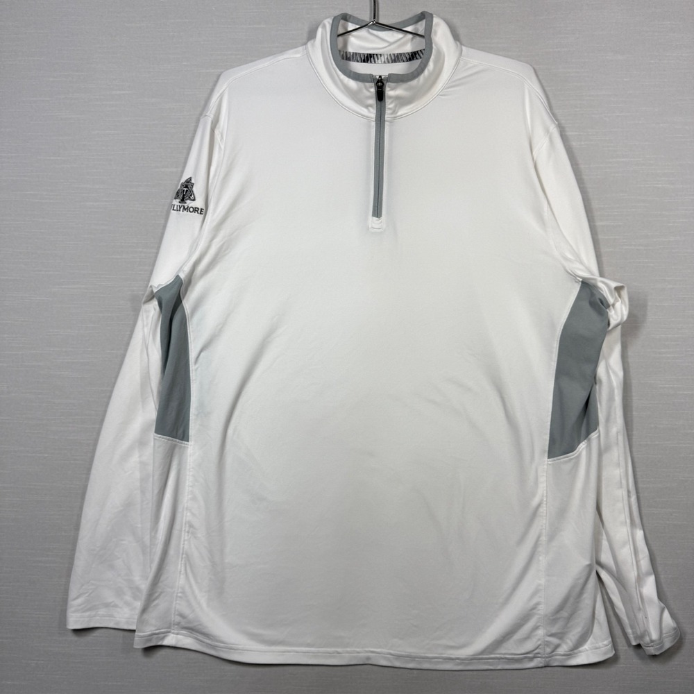 Puma Golf 1/4‎ Zip Pullover Long Sleeve Men XL White Gray Tullymore Logo